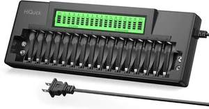 HiQuick 16+2 Bay AA AAA 9V Akku Ladegerät, Schnellladung für NiMH schwarz  - Bild 1 von 9