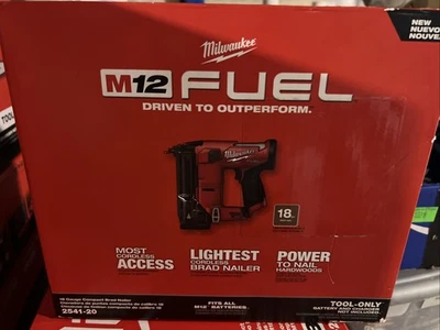 Milwaukee 2541-20 M12 FUEL 12V 18 Gauge Compact Brad Nailer TOOL ONLY BRAND NEW - Image 1 of 2