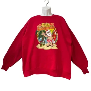 Felpa Hanes MELE KALIKIMAKA Hawaiian Surfing Babbo Natale brutto Natale taglia XL - Foto 1 di 4