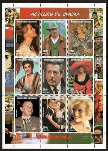 Senegal 1999 - Cinema Actors Movies - Sheet of 9 Stamps - Scott #1347 - MNH - Picture 1 of 1