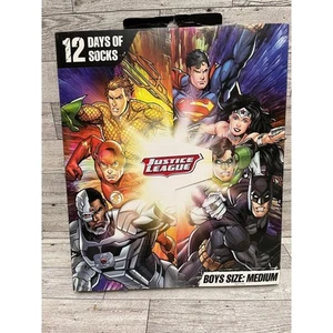 DC Justice League Boys Size Medium Socks Advent Calendar 12 Days of Socks - Picture 1 of 7