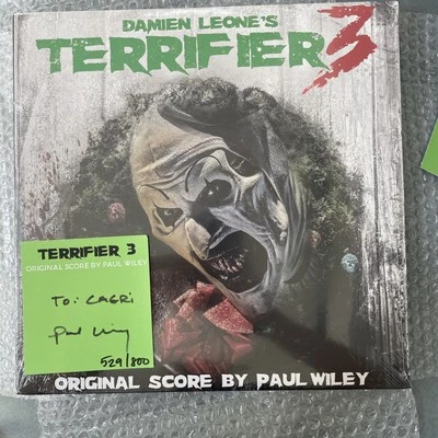 Terrifier 3 Movie Soundtrack Score Green Vinyl LP Signed Paul Wiley Card New - Image 1 of 2