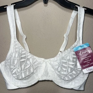 Olga 35519 White Lace Sheer Leaves Underwire Minimizer Bra See Photos - Picture 1 of 11