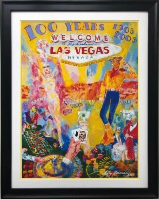 LeRoy Neiman "100 Años de Neón" ENMARCADO Nuevo Arte Las Vegas Nevado Casino Poker Foto 1 de 3