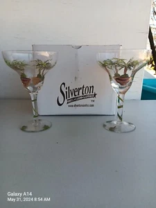 Las Vegas Silverton Casino Margarita Palm Tree Glass Set Of Two - Picture 1 of 3