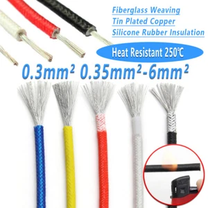 Heat Resistant 250℃ Fibreglass Wire 0.3mm²-6mm² Appliance Cable High Temp Spares - Picture 1 of 14