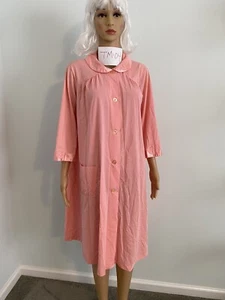 Vintage Shadowline Pink Coral Button Down Nightgown Cover Up Lace Size Medium  - Picture 1 of 10
