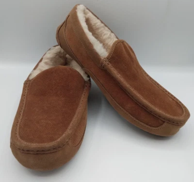 Zapatillas de piel de oveja UGG Ascot de gamuza castaño y pana II para hombre US 11 $120 Foto 1 de 4