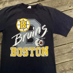 Vintage 1990 Boston Bruins Single Stitch T Shirt Waves Small NHL - Picture 1 of 9