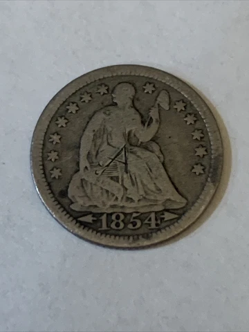 1854 Philadelphia Mint Silver Seated Half Dime with Arrows Circulated 77d Cover