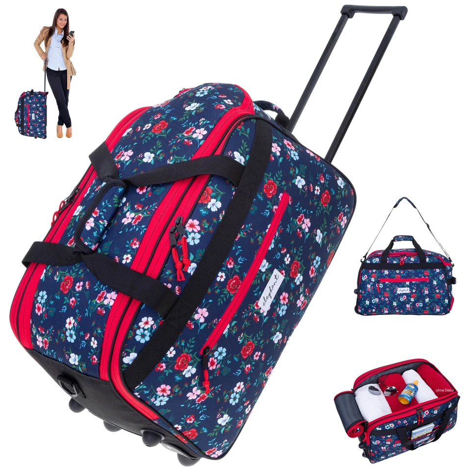 Trolley Saunatrolley Damen Elephant Travel Duffle 55 cm 45 L 13024 Flower Blau - Bild 1 von 4