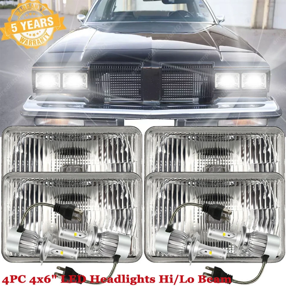Faros LED 4x6" haz alto/bajo para Oldsmobile Cutlass Supreme 1976-1988 S++ 4 piezas Foto 1 de 4