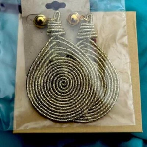 Elegant Gold Silver Spiral Drop Earrings - Picture 1 of 1