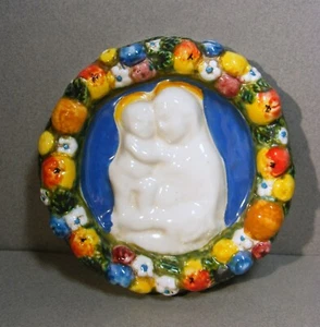 Placa de pared italiana estilo Della Robia Virgen y Niño Jesús - Imagen 1 de 9