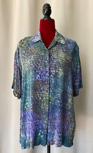 GO FISH Clothing Casual Shirt Rayon Handmade Women's XL - Picture 1 of 4