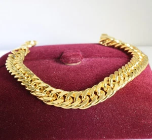 14K Yellow Gold Filled Lady Women Men 9.2" Bracelet 11mm Birthday Wedding Gift - Picture 1 of 7