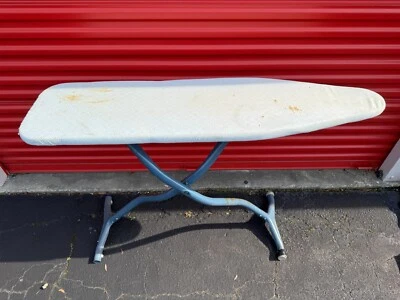 Vintage Blue Thick Metal Ironing Board w/Curved Legs (Likely Proctor Silex) - Image 1 of 4