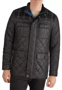 NEW Cole Haan Men’s Mixed Media Quilted Jacket Sz Medium Black 530SP577 - Picture 1 of 15