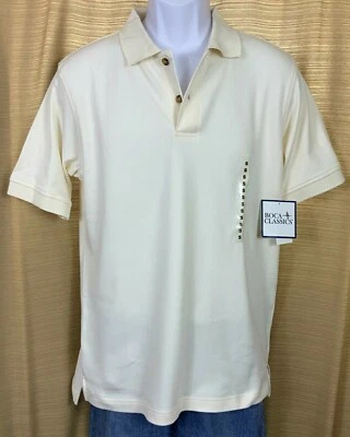 CAMISA DE GOLF POLO BOCA CLASSICS para hombre talla pequeña blanca crema suave elástica tejida nueva con etiquetas Foto 1 de 4
