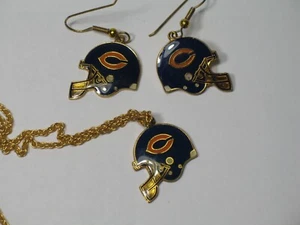 NFL Chicago Bears Pendientes colgantes y collar joyería por Peter David - Imagen 1 de 5