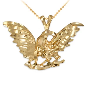 10K Yellow Gold Raven DC Pendant Necklace - Picture 1 of 4
