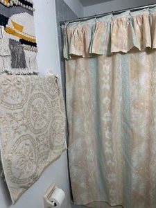 Vintage Croscill Home Fashions Aquarell Duschvorhang Rüschen Volant Stoff Boho - Bild 1 von 11