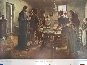 Come Jesus Be Our Quest By Fritz Von Uhde 1925 Copyright Pic Review - Picture 1 of 5