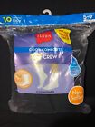 Hanes Cushioned Women's Cool Comfort Crew Athletic Socks 10-Pack Black Size 5-9