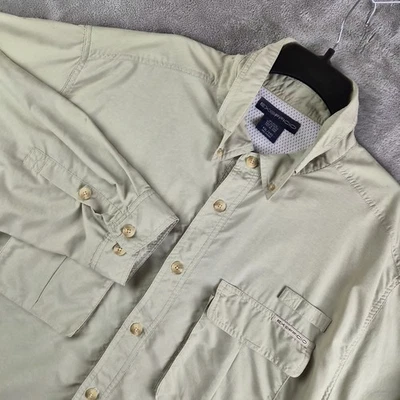 Exofficio Shirt Mens XXL Beige Green Vented Outdoor Hiking Camping Travel Safari - Image 1 of 4