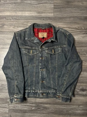 Chaqueta vaquera Eddie Bauer azul años 90 con forro a cuadros rojos talla mediana  Foto 1 de 4