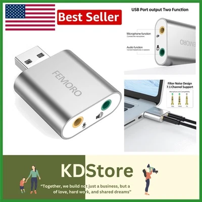 Universal 7.1 Channel USB External Sound Card & Microphone Adapter - Image 1 of 4