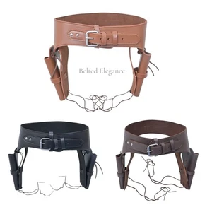 Cowboy Western Double GUN HOLSTER BELTS Handmade Genuine Brown,Black,Tan Leather - Picture 1 of 24