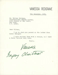 Vanessa Redgrave signierter Brief - Bild 1 von 1
