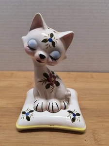 Enesco Cat On A Pillow Salt & Pepper Shakers Japan 5.5"  VTG 1950's - Picture 1 of 8