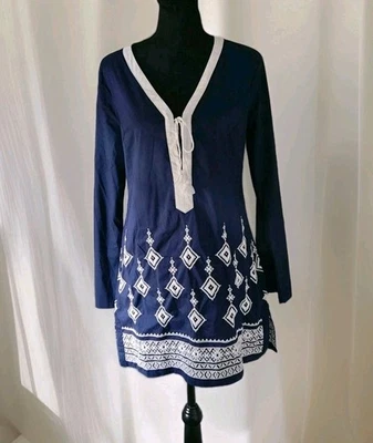 Vestido Athleta Cubrir Desierto Diamante Túnica Kimssa Azul Marino Bordado Talla Pequeña  Foto 1 de 4