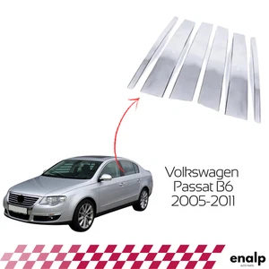 Chrome Door Pillar Trim Set 6 Pcs  for VW Passat B6 2005-2011 Stainless Steel - Picture 1 of 6