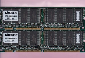 512MB 2x256MB PC-133 KINGSTON KTD-GX150/256 Ram Kit 32Mx64 PC133 SDR Single Rank - Picture 1 of 2