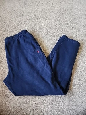 Polo Ralph Lauren Navy Blue Sweatpants Red Logo XXL, Loose Baggy Feel - Image 1 of 4