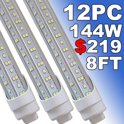 Bombillas de tubo LED T8 8 pies R17D HO 6500K 144W giratorias 8 pies LED luz de tienda		 Foto 1 de 4