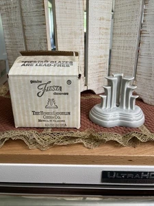 (#767).Fiesta Pyramid Candle Stick Holder - Light Grey Pearl Gray Homer Laughlin - Picture 1 of 8