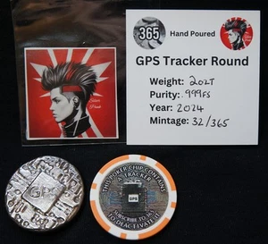 Hand poured 365 Days Of Silver Punk 2oz GPS Tracker round - Picture 1 of 5