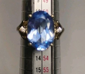 Anillo de plata de ley 925 MEI talla 6 topacio azul? - Imagen 1 de 11