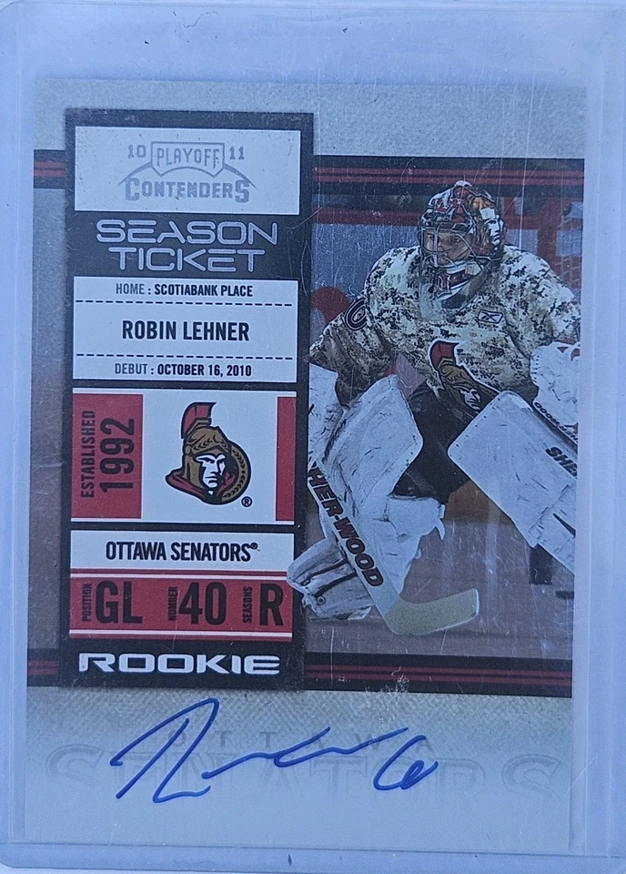 2010/11 Panini Contenders Hockey Rookie Ticket Auto Robin Lehner RC - Image 1 of 1