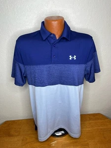 Men's Under Armour S/S Polo Golf Shirt Medium M - The Playoff Polo - Blue - Picture 1 of 5