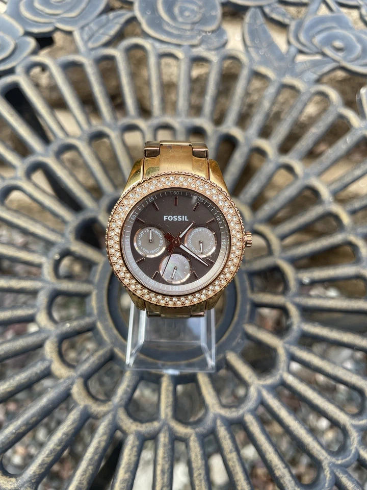 Reloj para dama Stella multifunción esfera bronce tono oro rosa FS3502 Foto 1 de 2