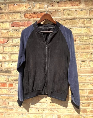 Chaqueta Bomber Topman Terciopelo Negra y Azul Grande Foto 1 de 2