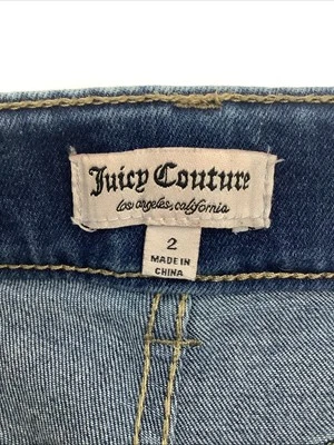 Pantalones de mezclilla Juicy Couture ajustados para mujer talla 2 tiro medio azul lavado medio informales Foto 1 de 4