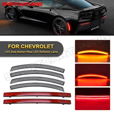 For 14-19 Chevy Corvette C7 LED Side Marker Light Rear Bumper Reflector Lamp 6PC - Image 1 of 4
