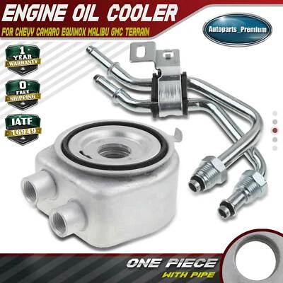 Engine Oil Cooler w/ Pipe for Chevrolet Malibu Camaro Cadillac ATS Buick L4 2.0L - Image 1 of 4