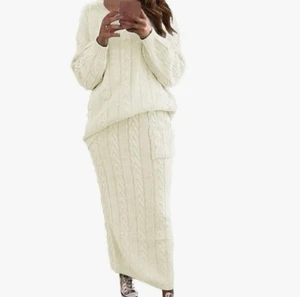 Chunky Cable Knit Long Skirt 2 Piece Outfit Sweater Sets - Bild 1 von 10